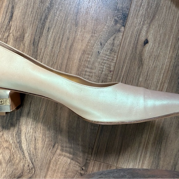 Salvatore Ferragamo Vintage Light Gold Metallic Sliver Gold Heel Isze 8 2A - Picture 6 of 15